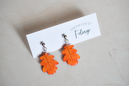 Oak Leaf Stud Plant Earrings | Leaf Earrings