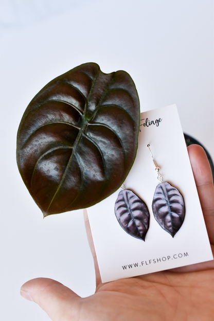 Alocasia Cuprea “Red Secret” Plant Earrings | Leaf Earrings