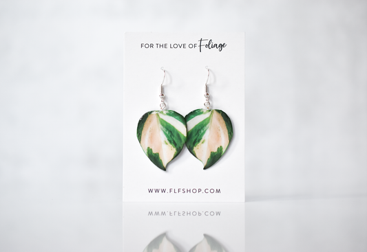 Pothos Manjula Plant Earrings | Leaf Earrings