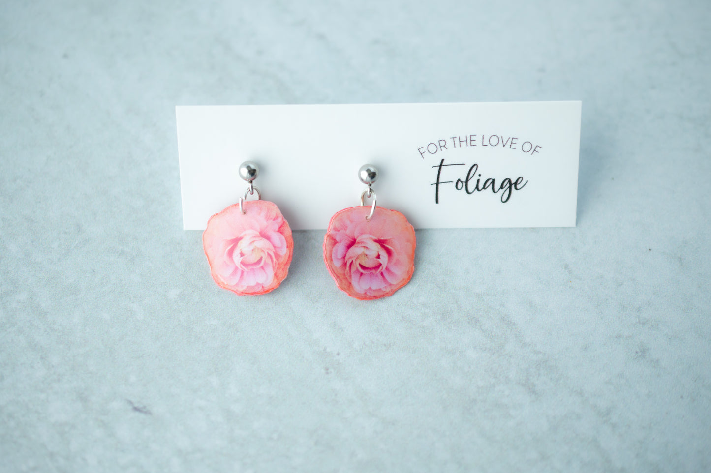 Pink Ranunculus Blossom Flower Earrings