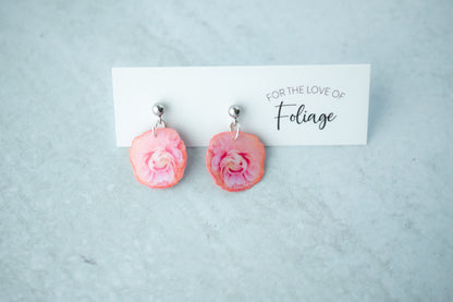 Pink Ranunculus Blossom Flower Earrings