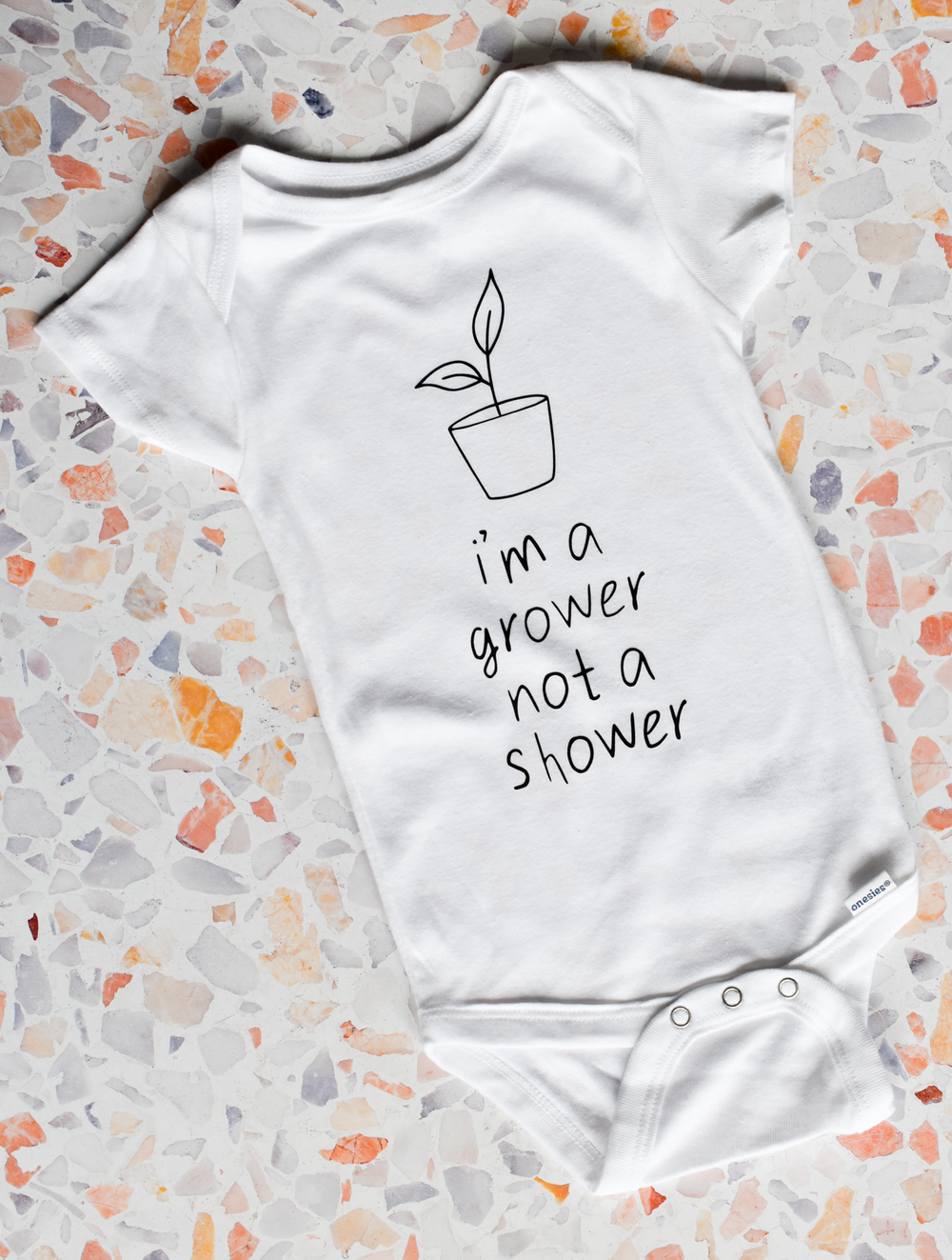 i’m a grower not a shower | Plant Pun Baby Boy Onesie