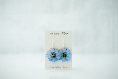 Nigella Damascena 'Love-in-a-Mist' Blossom Flower Earrings