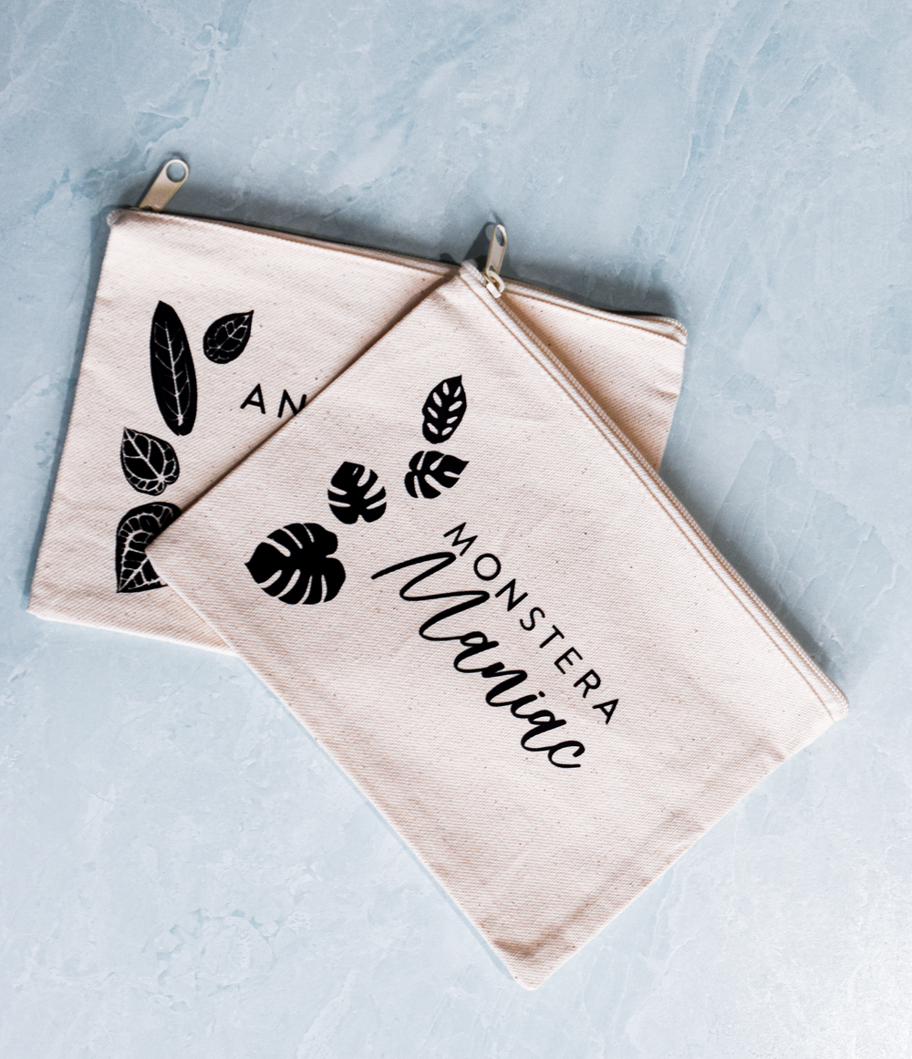 Monstera Maniac Canvas Pencil Bag |  Makeup Bag