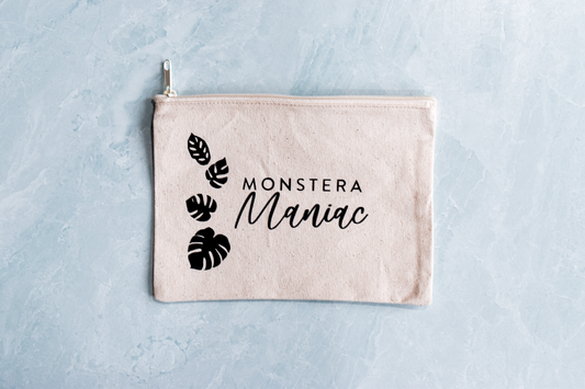 Monstera Maniac Canvas Pencil Bag |  Makeup Bag
