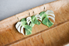 Monstera Albo Half Moon Plant Earrings | Leaf Earrings