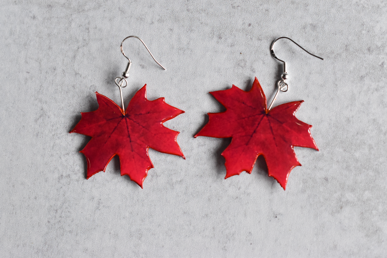 Red Maple Leaf Plant Earrings | Leaf Earrings