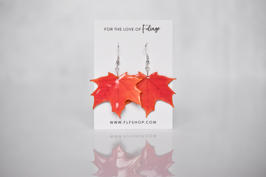 Orange Maple Leaf Plant Earrings | Leaf Earrings