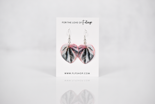 Pink Lady Peperomia Plant Earrings | Leaf Earrings