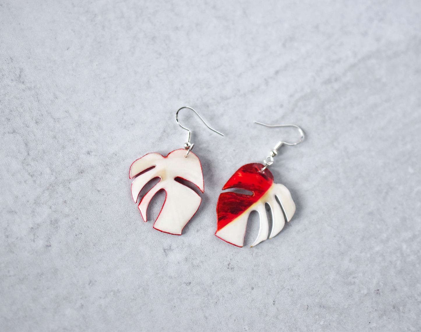 Monstera Albo Blood Moon Plant Earrings |Vampire Leaf Earrings