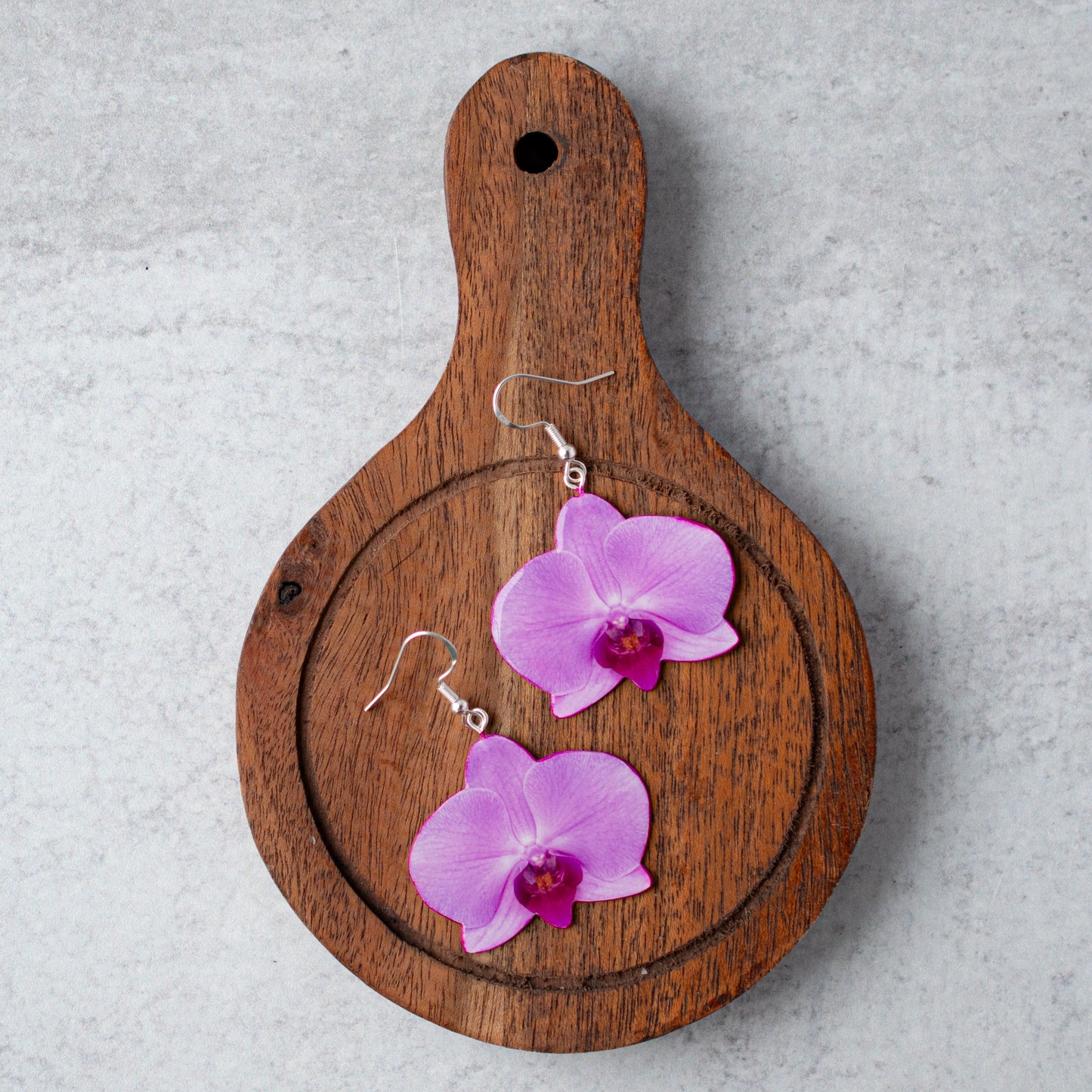Mauve Orchid Bloom Plant Earrings | Blossom Earrings