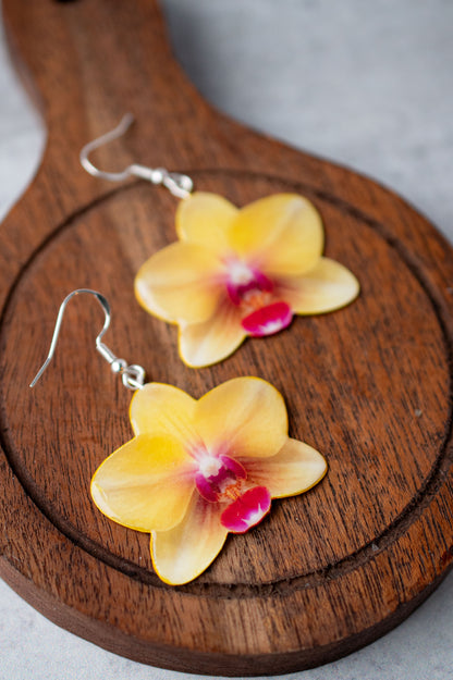 Butter Orchid Bloom Plant Earrings | Blossom Earrings