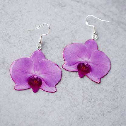 Mauve Orchid Bloom Plant Earrings | Blossom Earrings