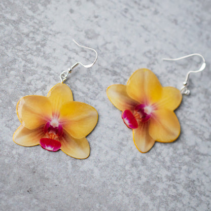 Butter Orchid Bloom Plant Earrings | Blossom Earrings