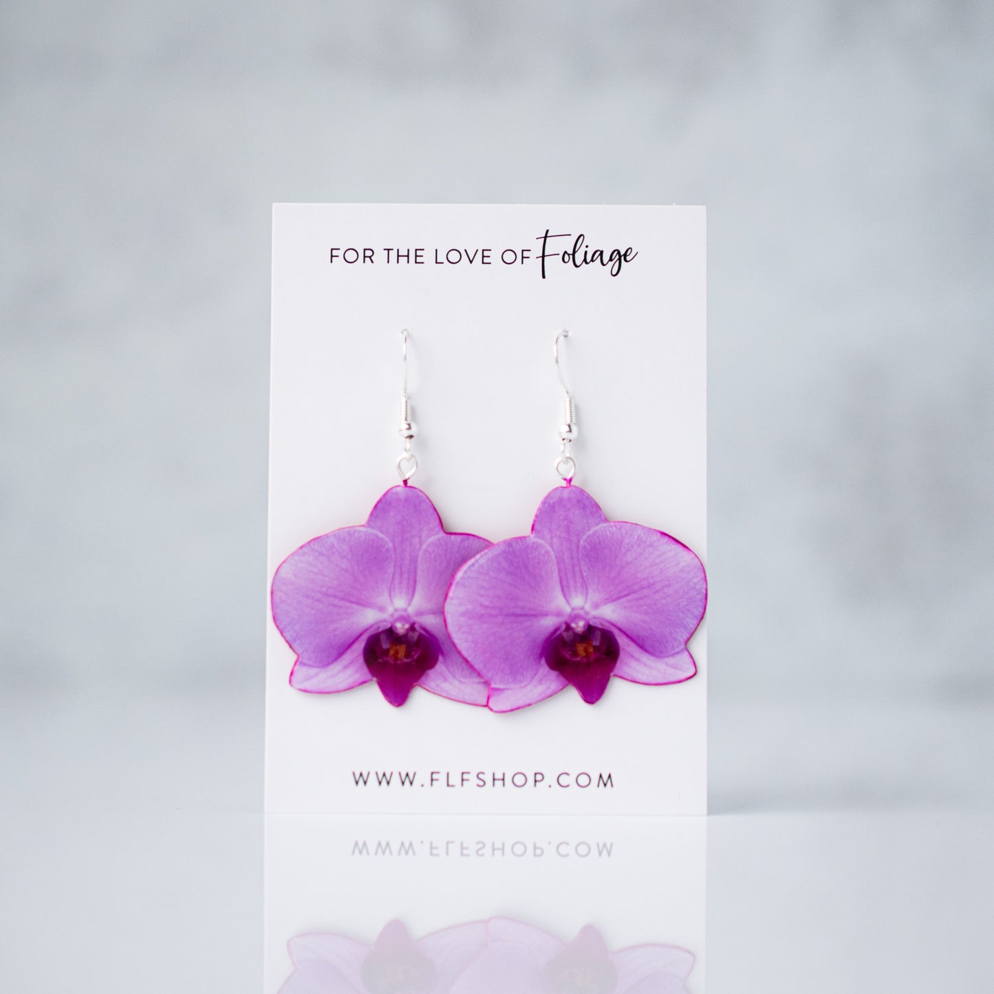 Mauve Orchid Bloom Plant Earrings | Blossom Earrings