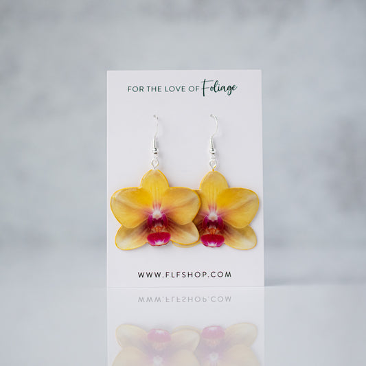 Butter Orchid Bloom Plant Earrings | Blossom Earrings