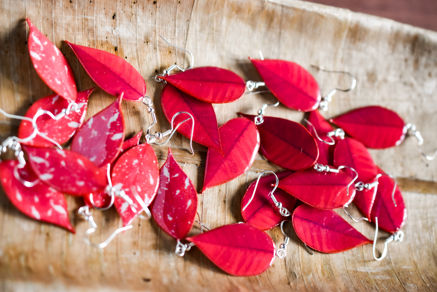 Holiday Poinsettia Plant Earrings | Leaf Earrings | Red Earrings