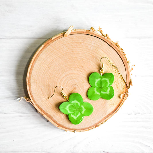 Lucky Shamrock 4-Leaf Clover Earrings | Leaf Earrings | Plant Earrings