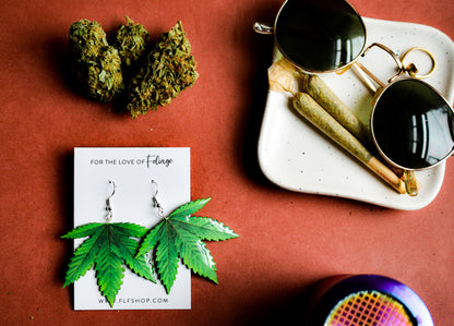 Marijuana Leaf JUMBO Plant Earrings | Pot Leaf Earrings | 420 Earrings | Cannabis Earrings