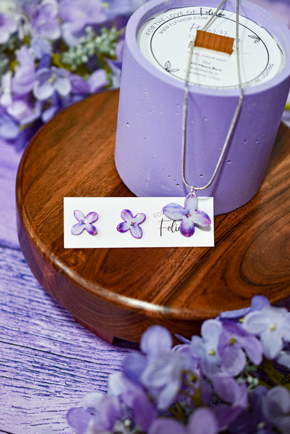 Lilac Blossom Stud Earrings | Dangle Earrings | Spring Necklace | Gift Set