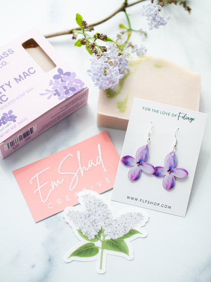 Lilac Blossom Stud Earrings | Dangle Earrings | Spring Necklace | Gift Set