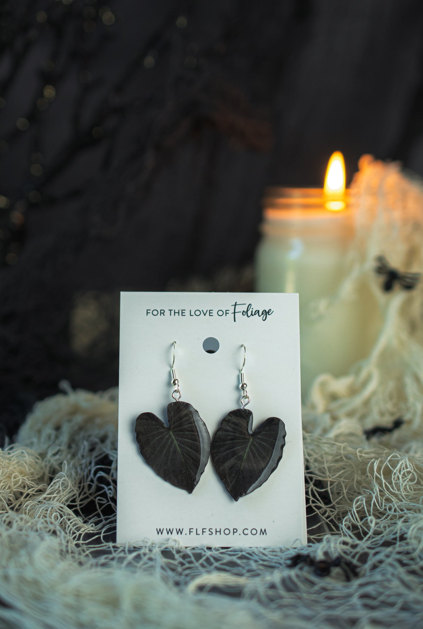 Colocasia Black Magic Witchy Plant Earrings | Leaf Earrings