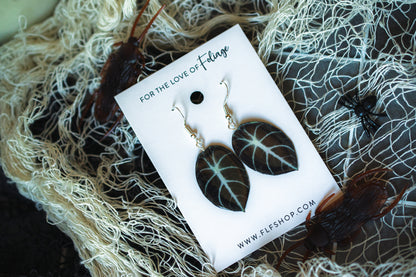 Alocasia Ninja Black Plant Earrings | Leaf Earrings