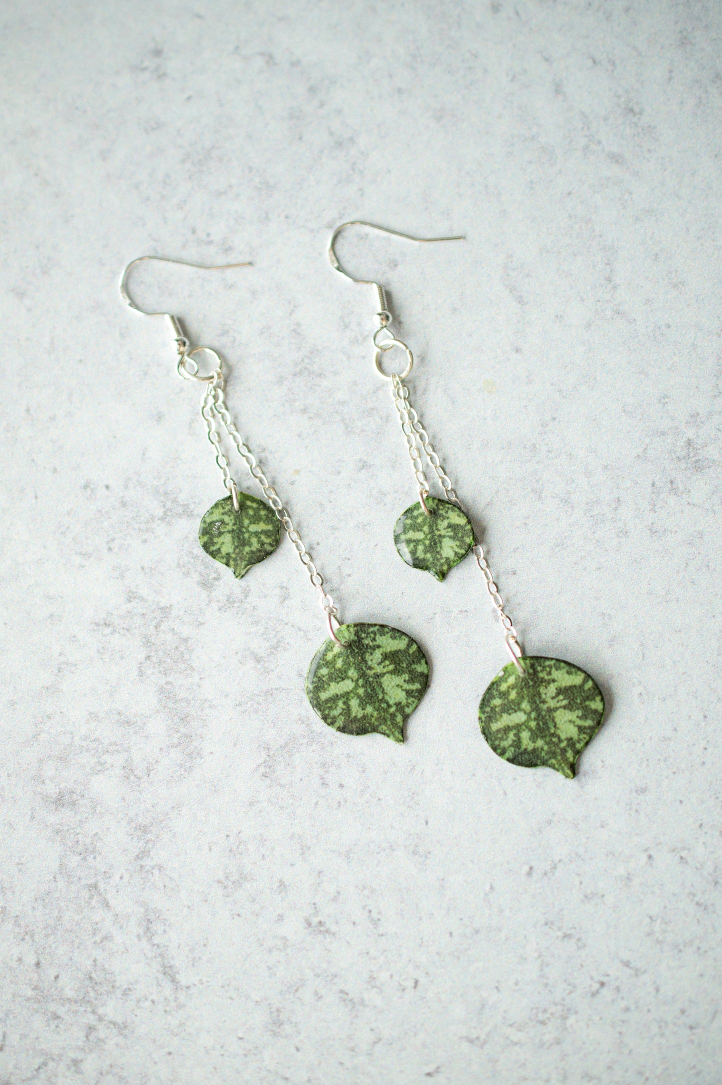 Luxe Hoya Curtisii Duo Trailing Leaf Plant Earrings