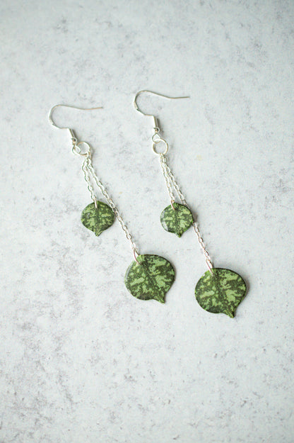Luxe Hoya Curtisii Duo Trailing Leaf Plant Earrings