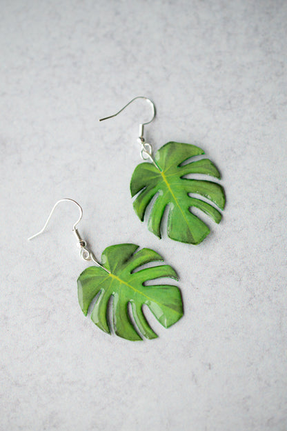 Monstera Deliciosa Plant Earrings | Leaf Earrings