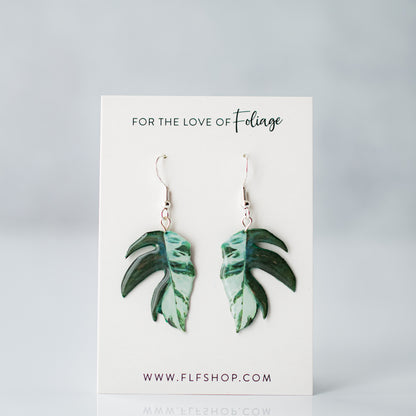 Epipremnum Pinnatum Albo Plant Earrings | Leaf Earrings