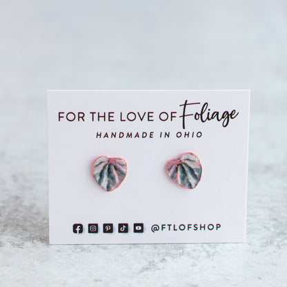 Pink Lady Peperomia Stud Earrings | Leaf Earrings