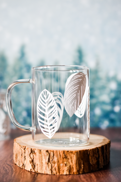 Calathea Glass Mug   |   Leaf Print 15oz Glass Mug Coffee Hot Cocoa Tea