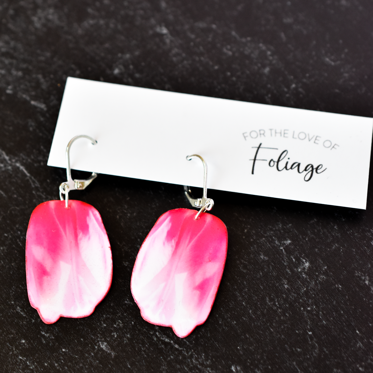 Pink Tulip Plant Earrings