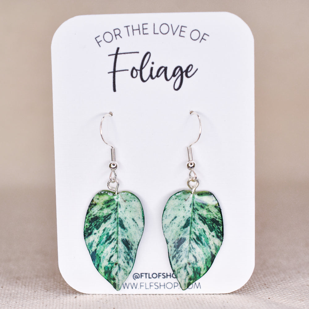 Philodendron "Snow Queen" Plant Earrings | Leaf Earrings