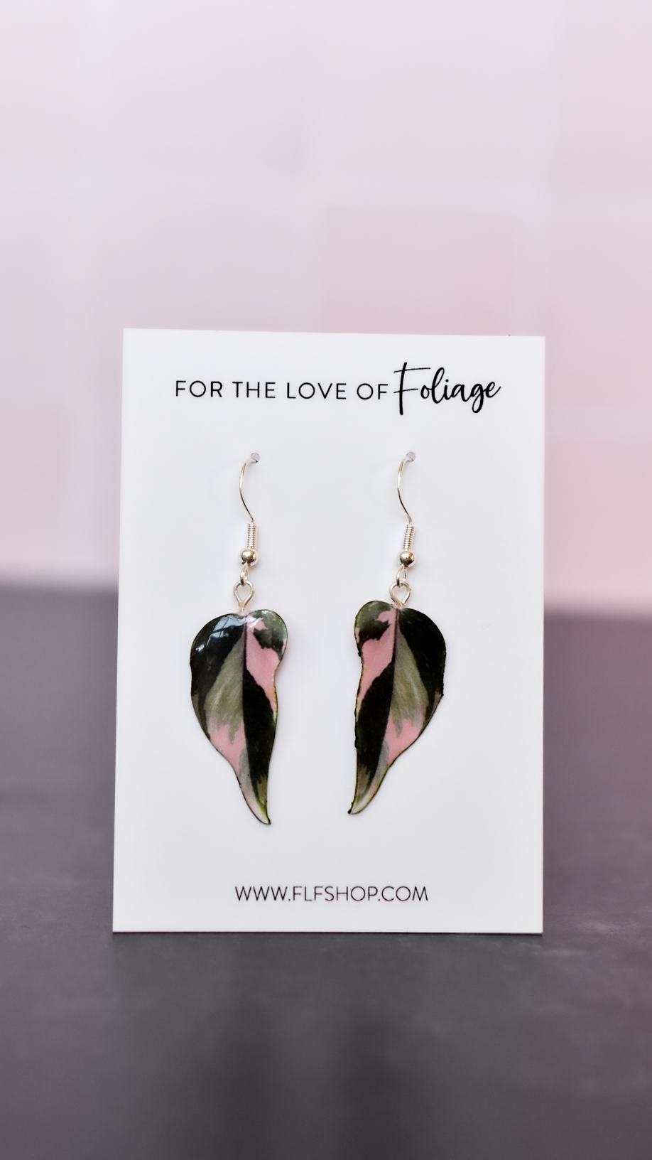 Philodendron Pink Princess "PPP" Camo Plant Earrings | Leaf Earrings