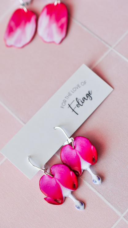 Bleeding Heart Plant Earrings