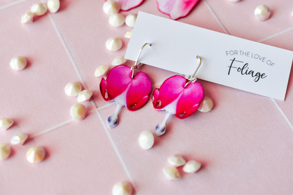 Bleeding Heart Plant Earrings