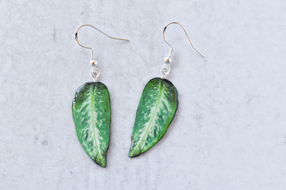 Dieffenbachia Tiki Plant Earrings | Leaf Earrings
