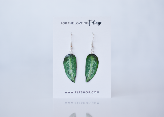 Dieffenbachia Tiki Plant Earrings | Leaf Earrings