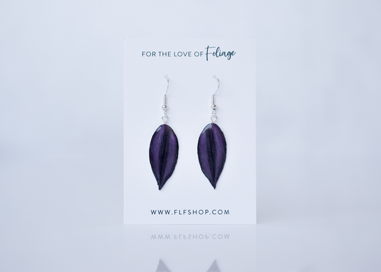 Tradescantia Zebrina Earrings | Leaf Earrings | Plant Earrings