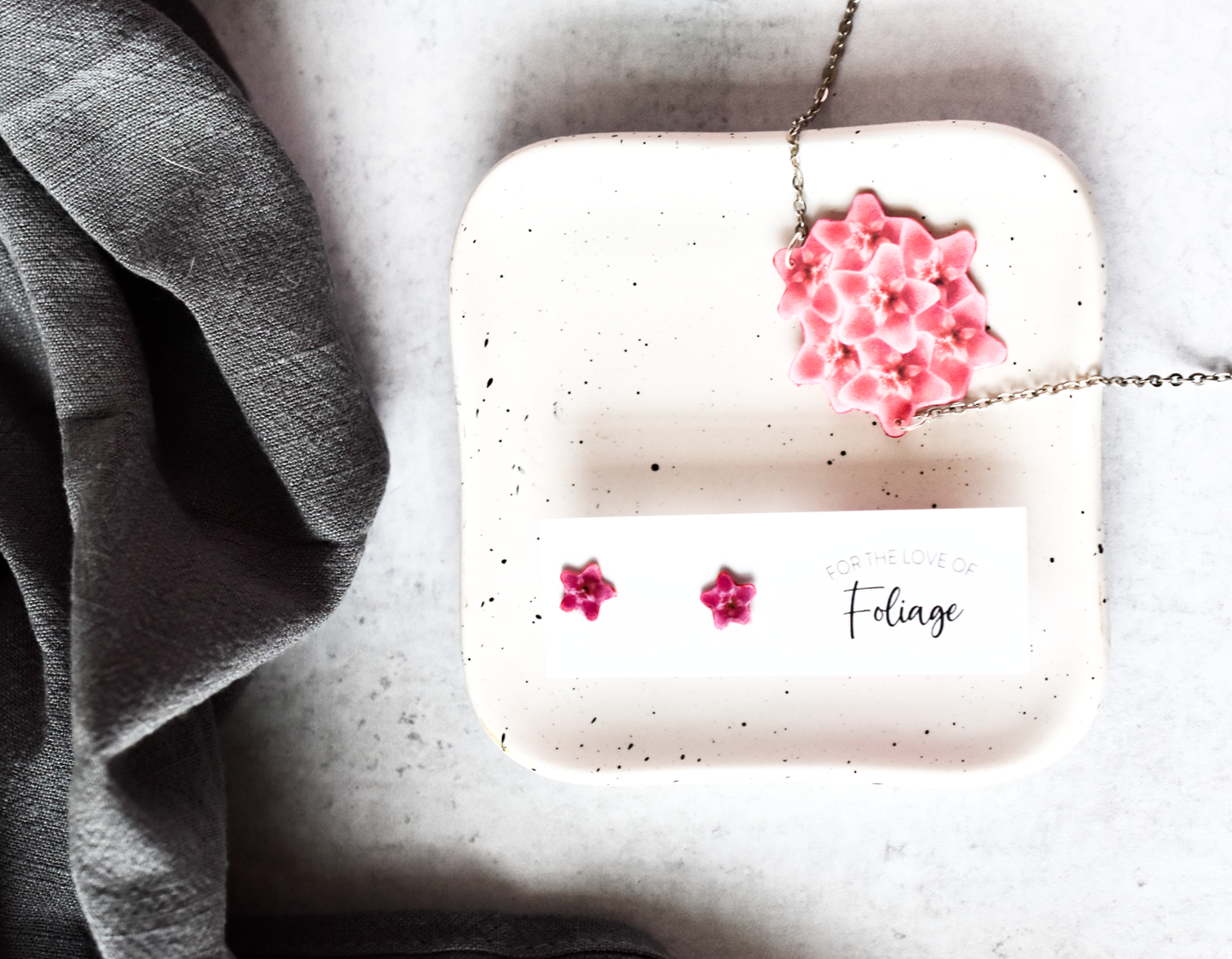 Hoya Blossom Plant Earrings Gift Set | Leaf Earrings | Hoya Necklace