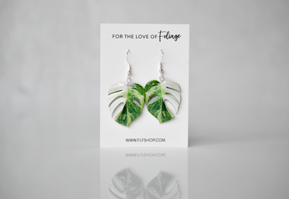 Monstera Albo Half Moon Plant Earrings | Leaf Earrings