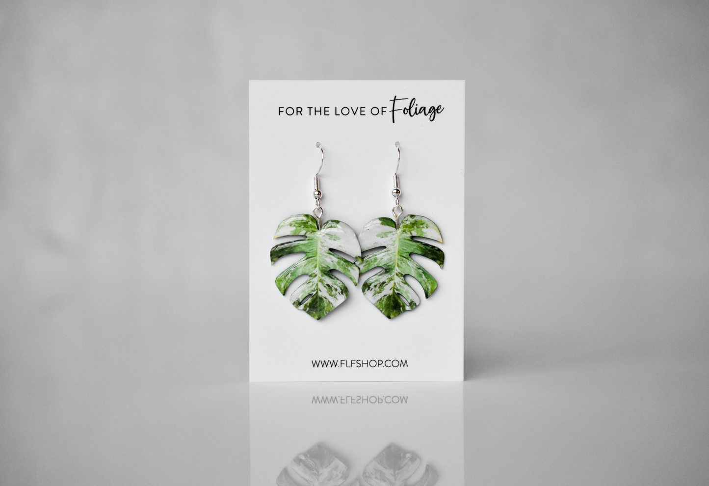 Monstera Albo Marbled Plant Earrings | Leaf Earrings