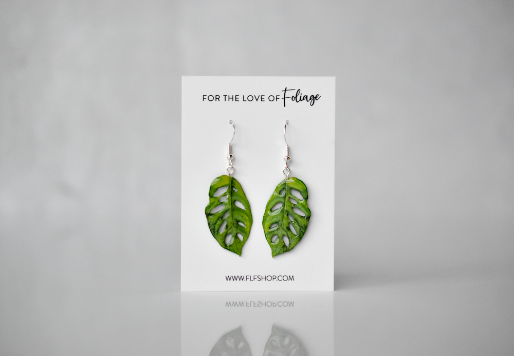 Monstera Adansonii “Swiss Cheese” Plant Earrings | Leaf Earrings