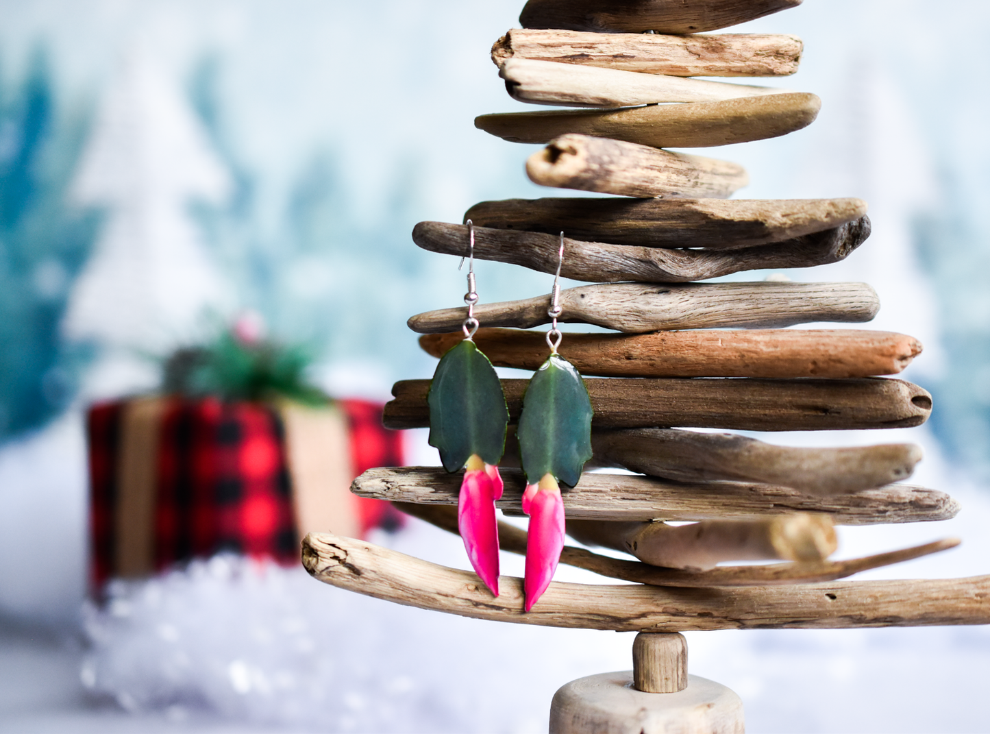 Holiday Cactus Plant Earrings | Leaf Earrings | Christmas Cactus | Thanksgiving Cactus