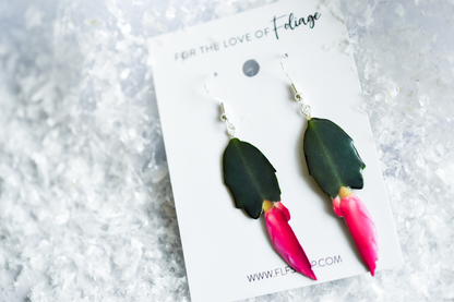 Holiday Cactus Plant Earrings | Leaf Earrings | Christmas Cactus | Thanksgiving Cactus