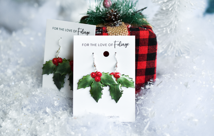 Holly Berry Bunch Plant Earrings | Leaf Earrings