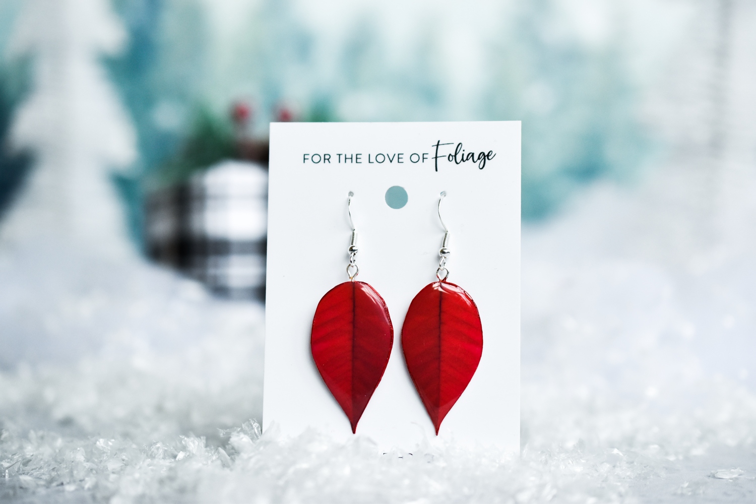 Holiday Poinsettia Plant Earrings | Leaf Earrings | Red Earrings