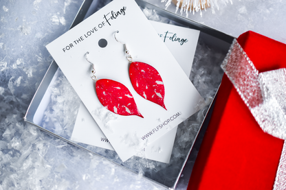 Holiday Speckled Poinsettia Plant Earrings | Leaf Earrings | Red Earrings